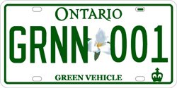 An Ontario green license plate.