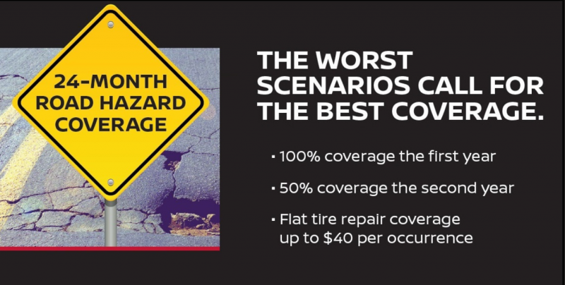 An infographic explaining the 24-month Nissan Road Hazard coverage.