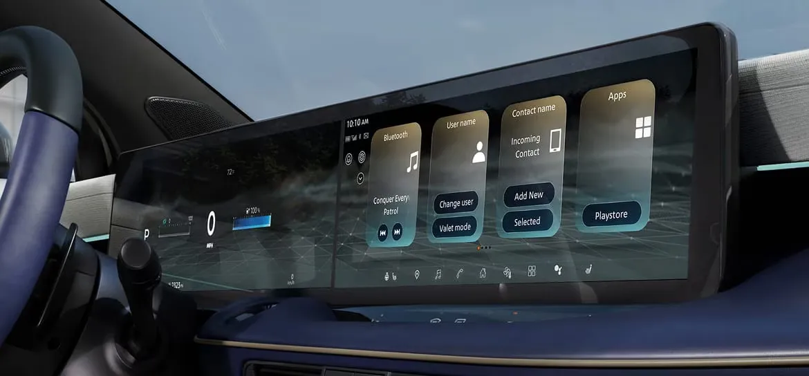 Digital screens and NissanConnect system in the 2026 Nissan Leaf.