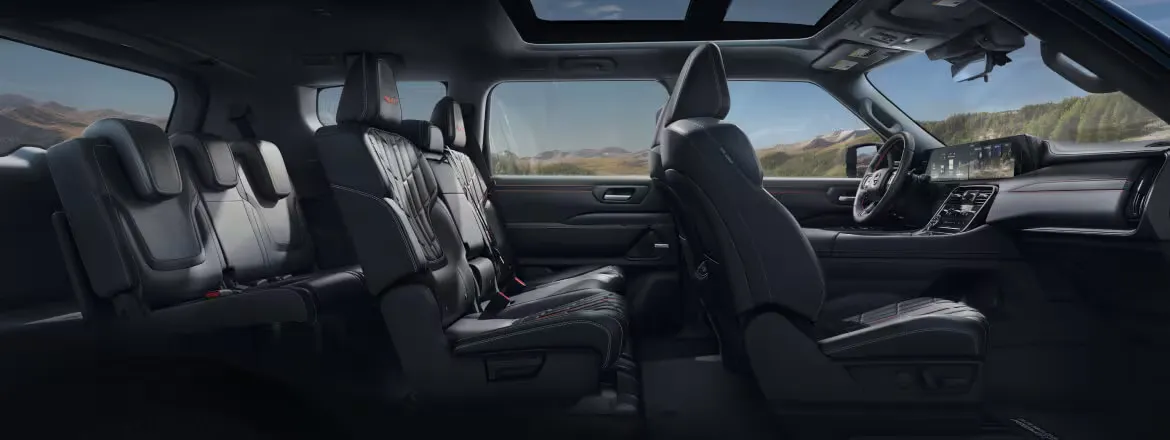 Spacious three-row cabin of the 2026 Nissan Armada.