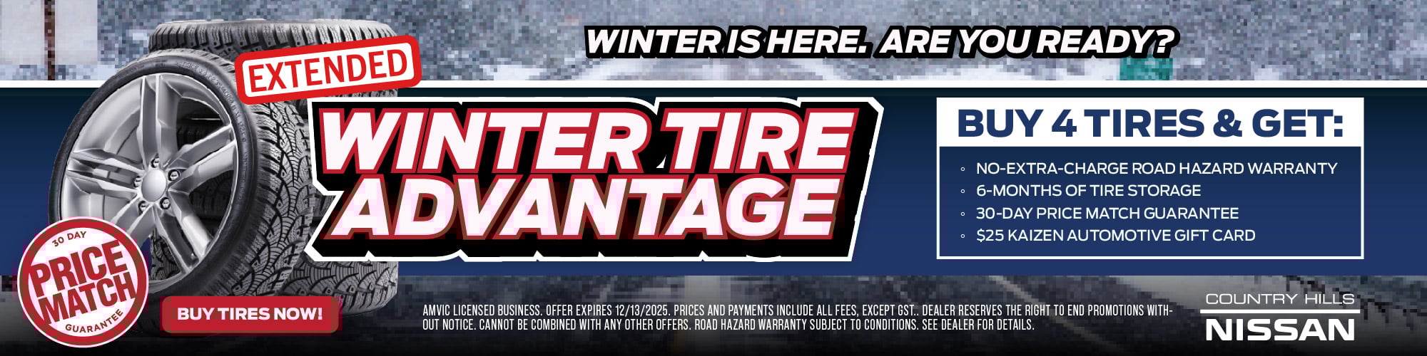 Calgary winter tire specials available at Country Hills Nissan through the Winter Tire Advantage program