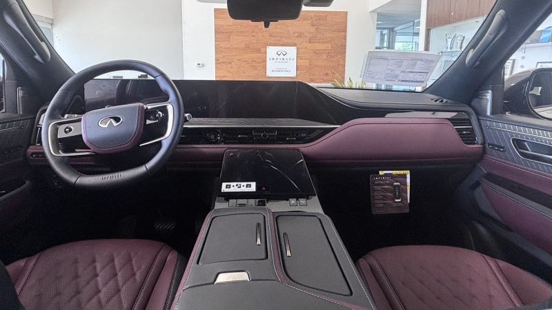 Red semi-aniline leather interior of 2026 INFINITI QX80 AUTOGRAPH