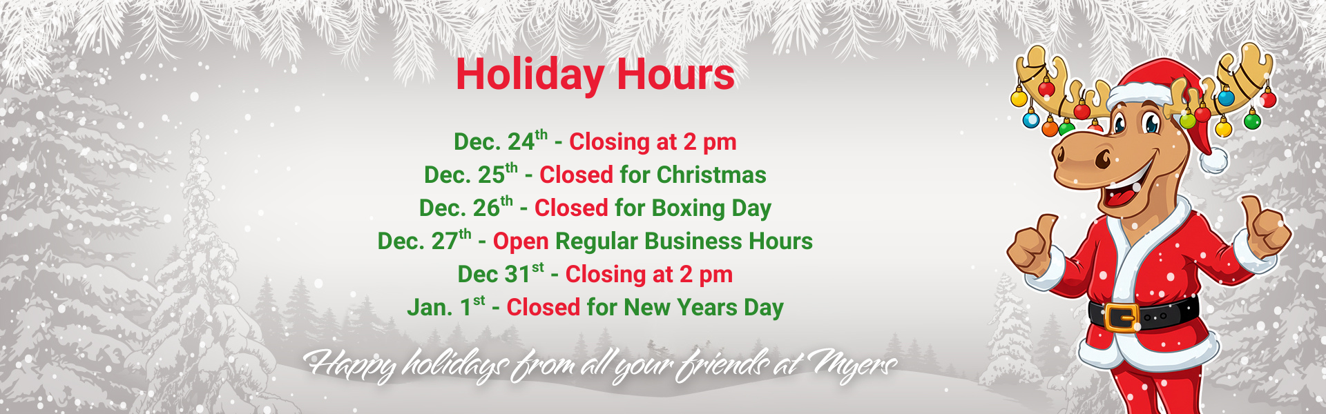 Holiday hours
